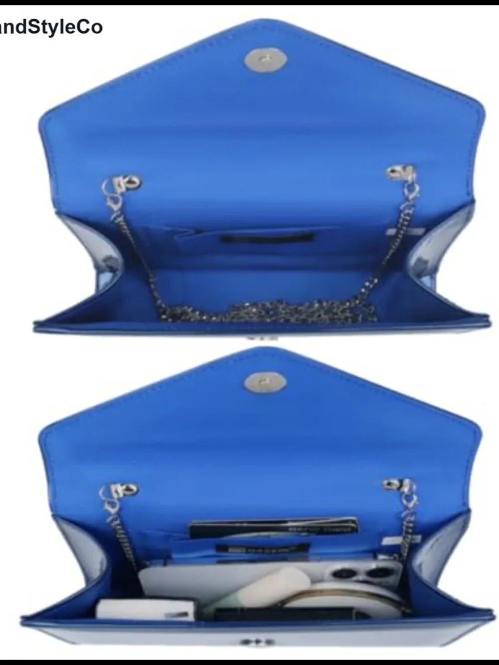 Vegan Leather Evening Clutch Purse with Detachable Chain Strap